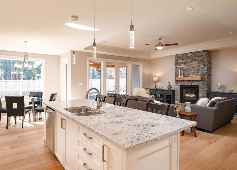 Kitchen island with marble counter top