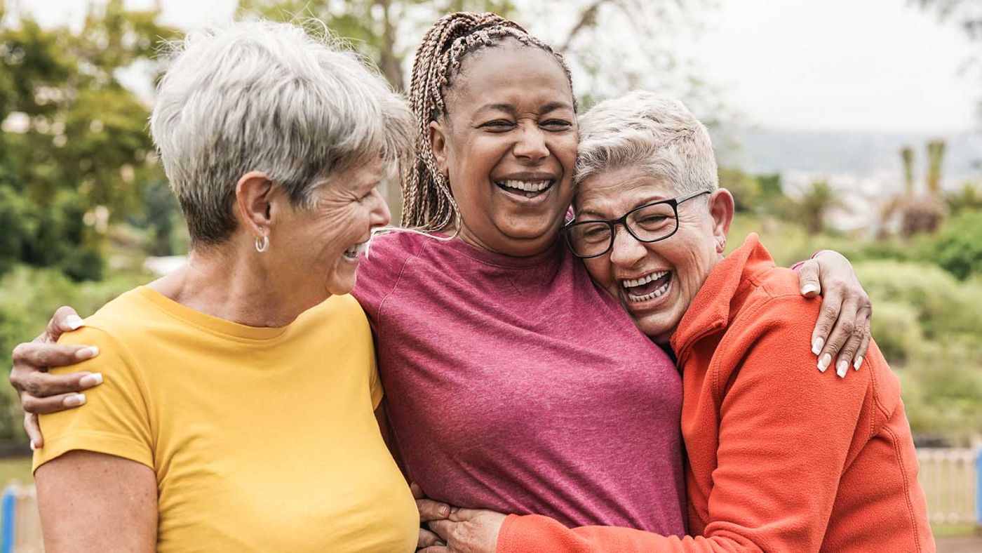 Happy senior women having fun together outdoors