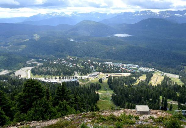 Mount washington peak and mountains in the summertime near Courtenay BC