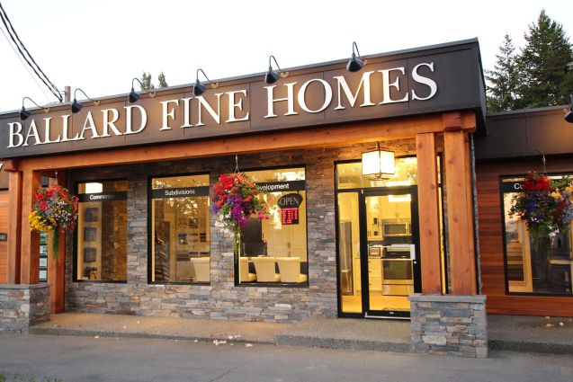 Front view of exterior of Ballard Fine Homes showroom