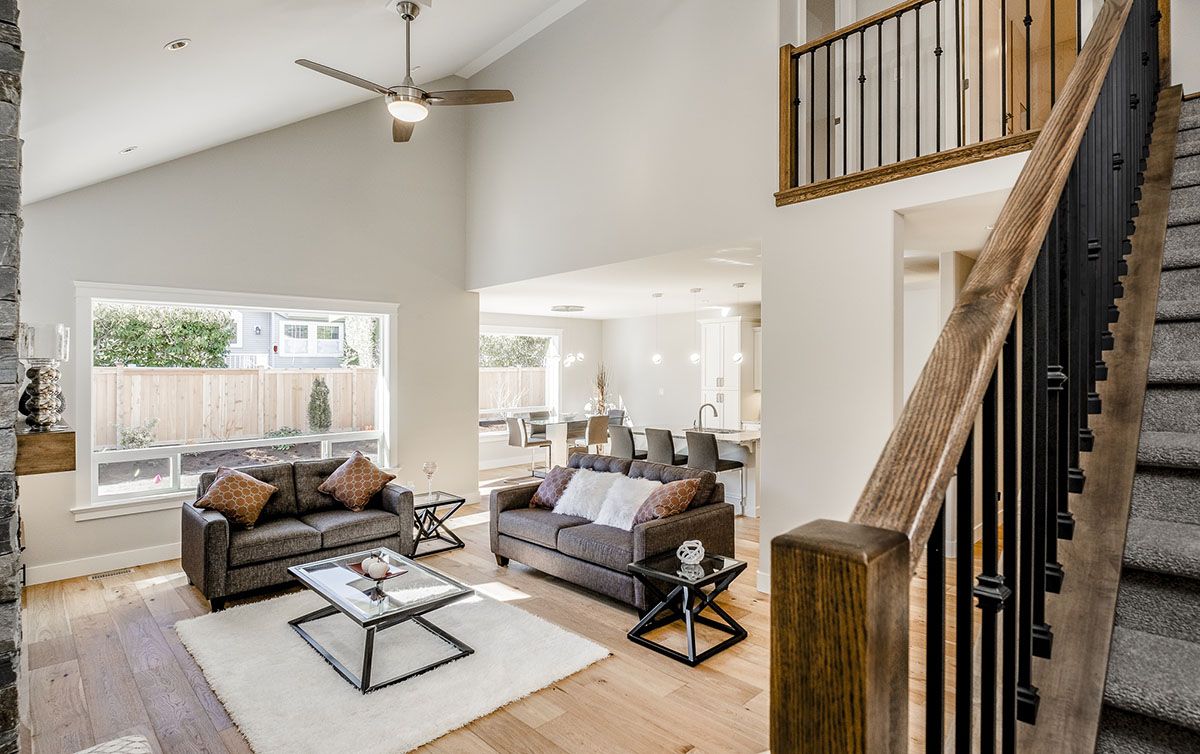 Living room with couches around coffee table