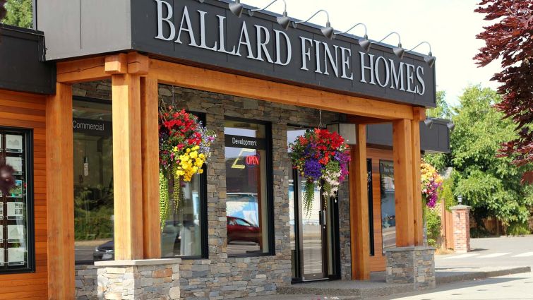 Front view of exterior of Ballard Fine Homes showroom