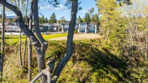 Aerial rear view of 3560 Bonnie Drive, Nanaimo, BC