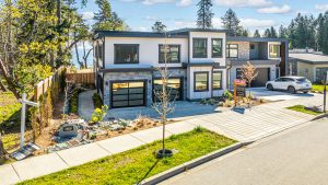 Front drone view of 3560 Bonnie Drive, Nanaimo, BC