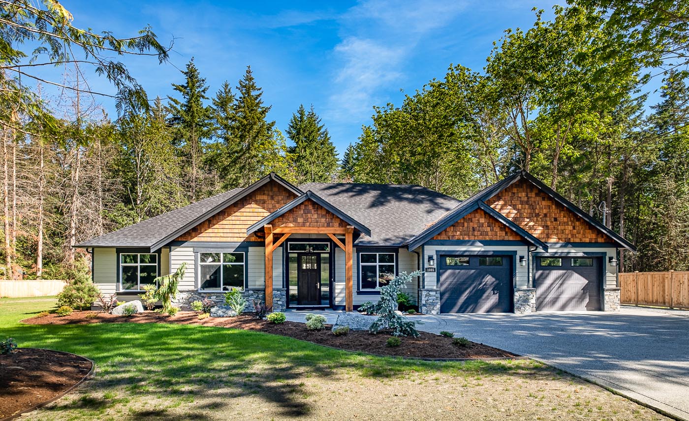 Grey house with wooden details