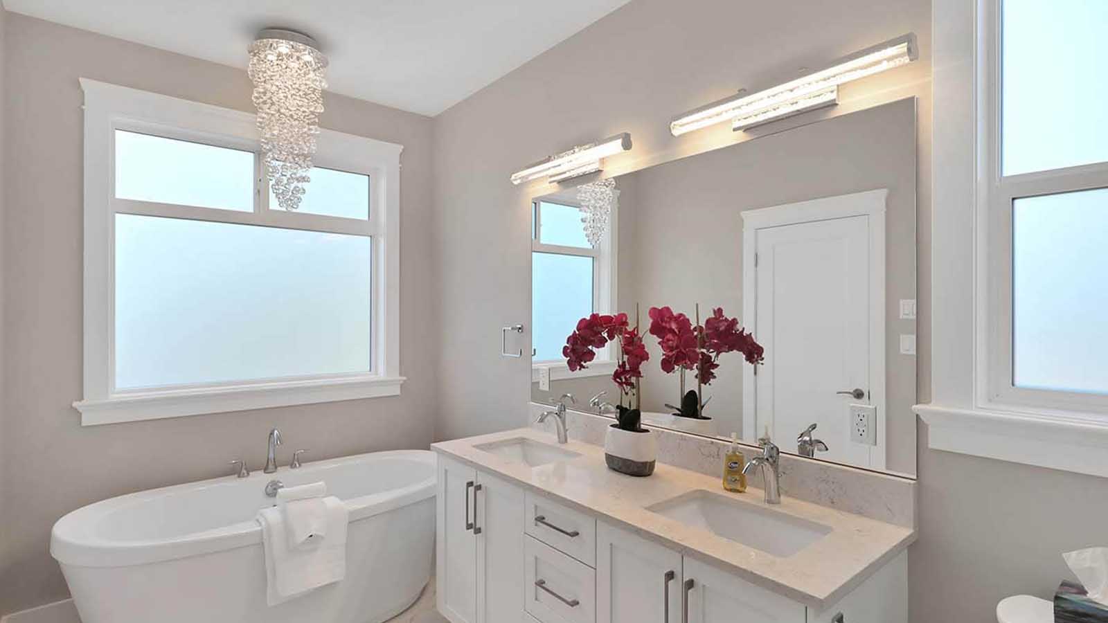A gorgeous bathroom seen in one of Ballard Fine Homes' show homes.